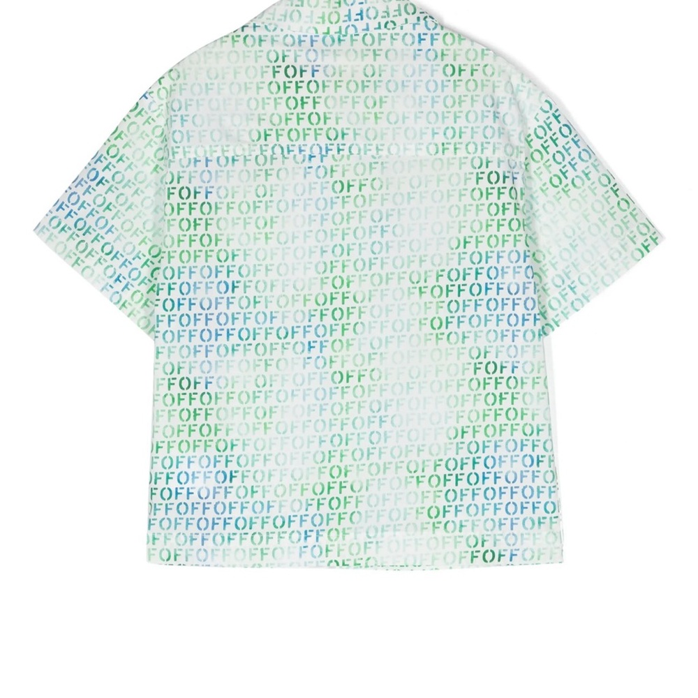Off-White Kids Green and Blue Patterned Shirt
